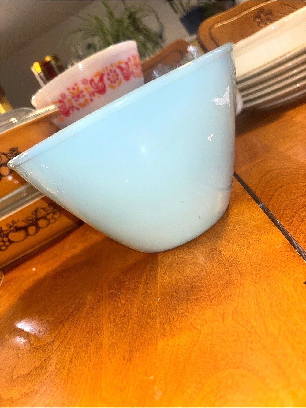 Vintage 1950s Fire-King Turquoise Blue Splash-Proof Mixing Bowl - MCM